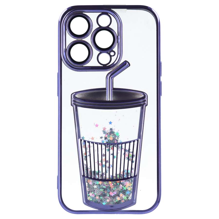 Funda Bumper con Vaso de Purpurina para iPhone 13 Pro Max