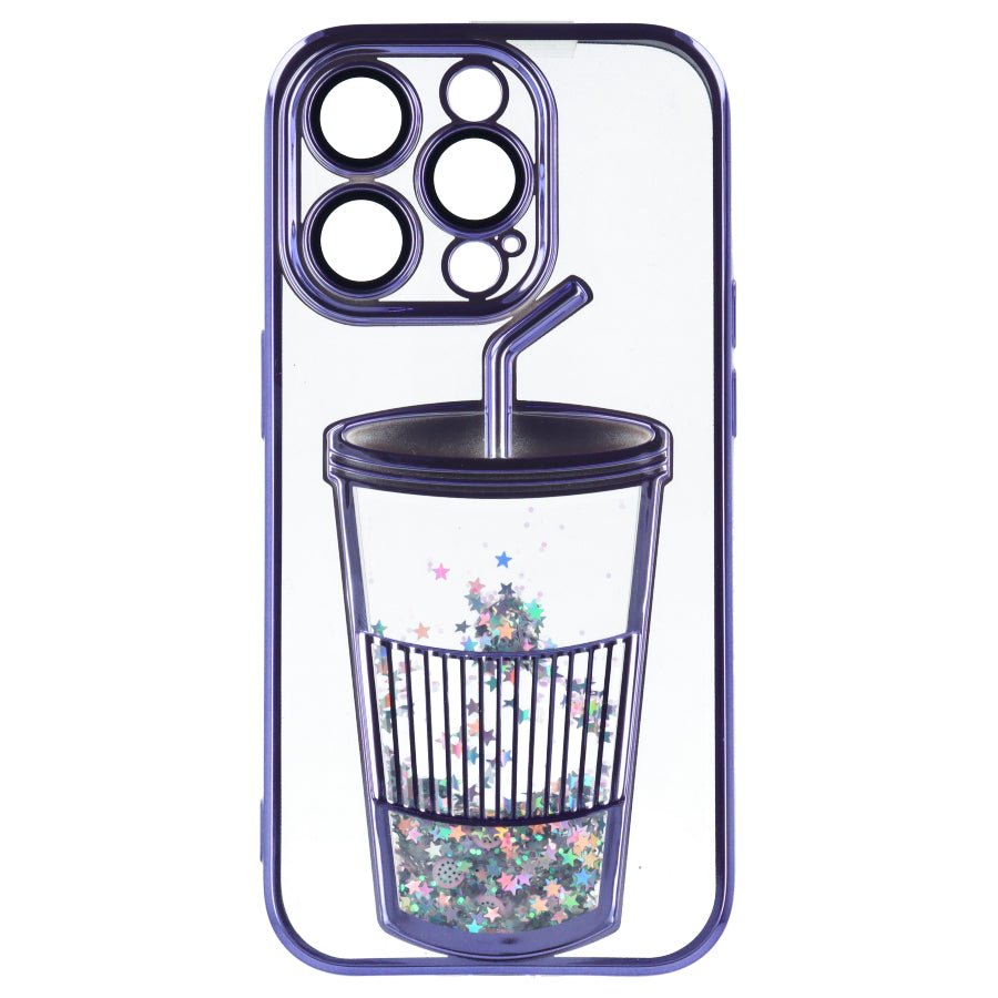 Funda Bumper con Vaso de Purpurina para iPhone 16 Pro