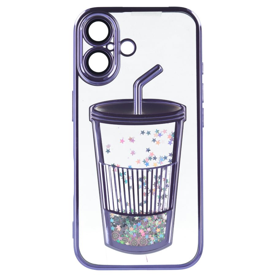 Funda Bumper con Vaso de Purpurina para iPhone 16