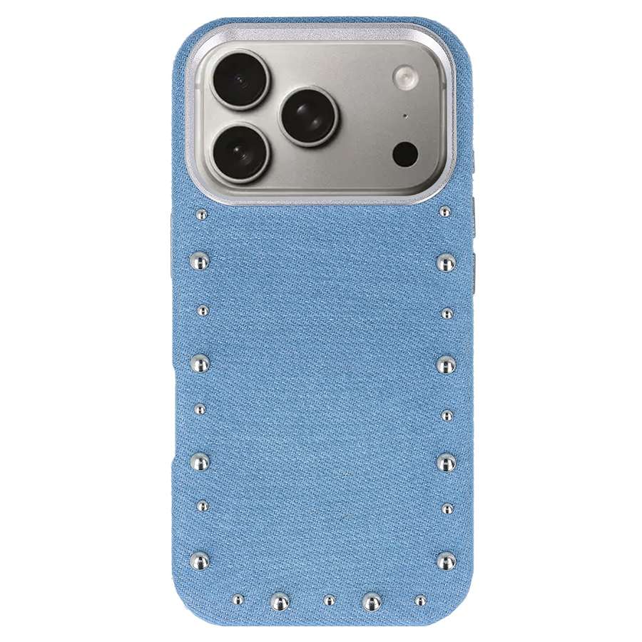 Funda Denim MagBattery para iPhone 17 Pro — vista frontal con acabado vaquero
