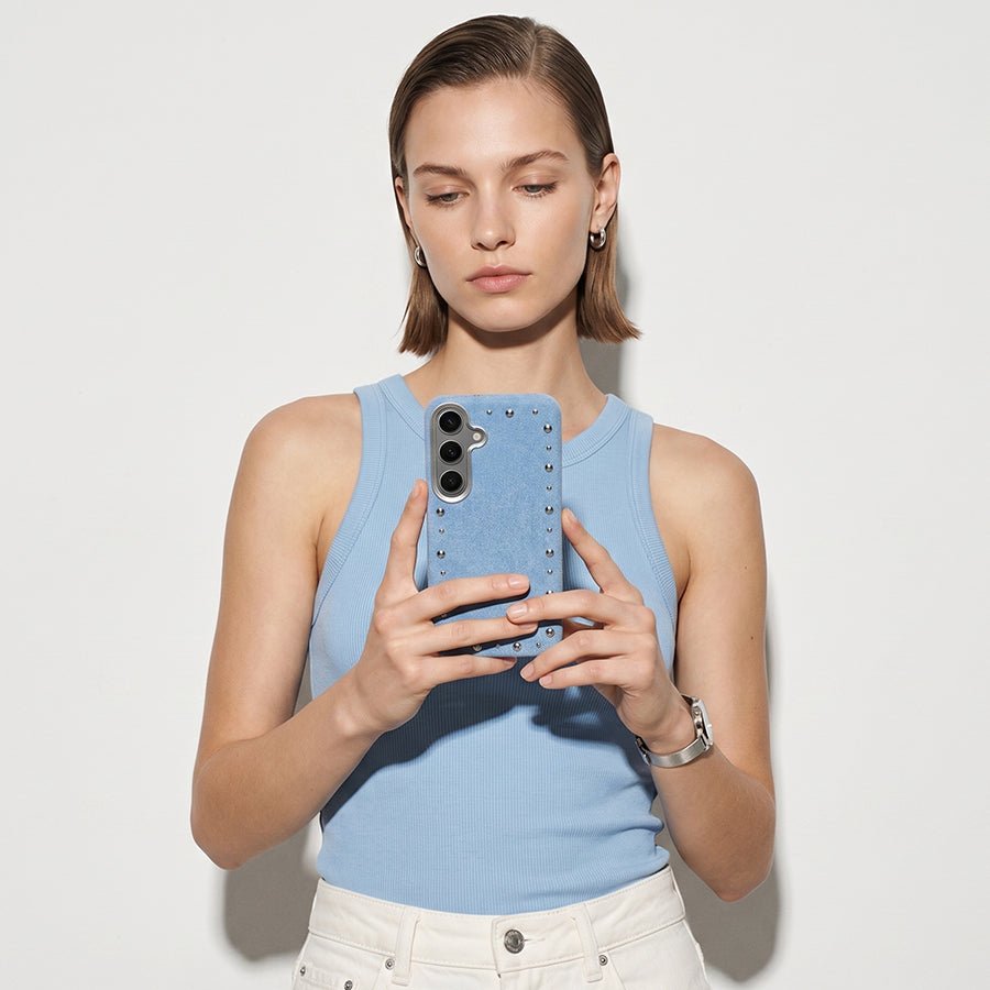 Funda Denim MagBattery para Samsung Galaxy S24 Plus — perfil lateral y protección
