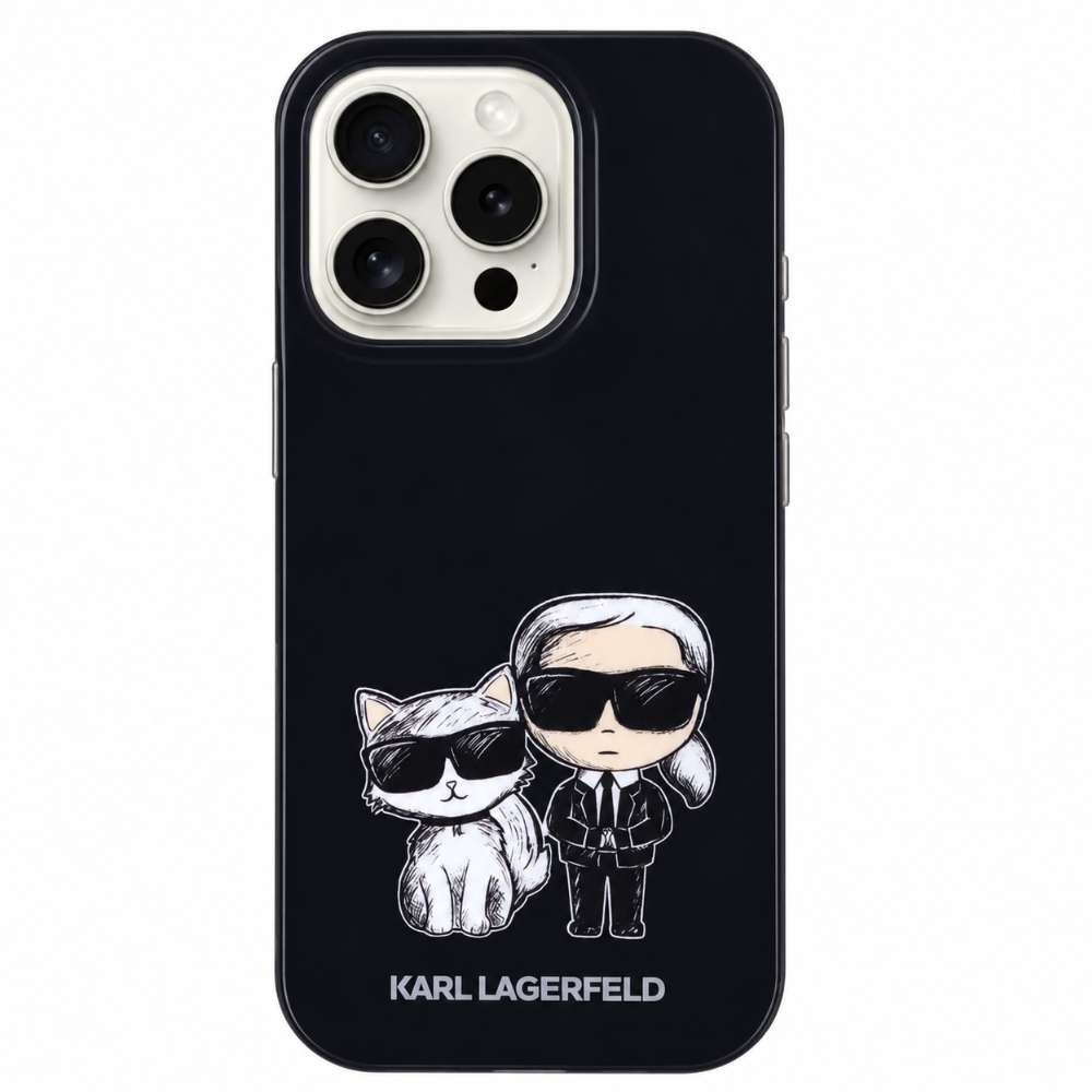 Funda Karl Lagerfeld negra para iPhone 16 Pro Max, colaboración La Casa de las Carcasas x Karl Lagerfeld