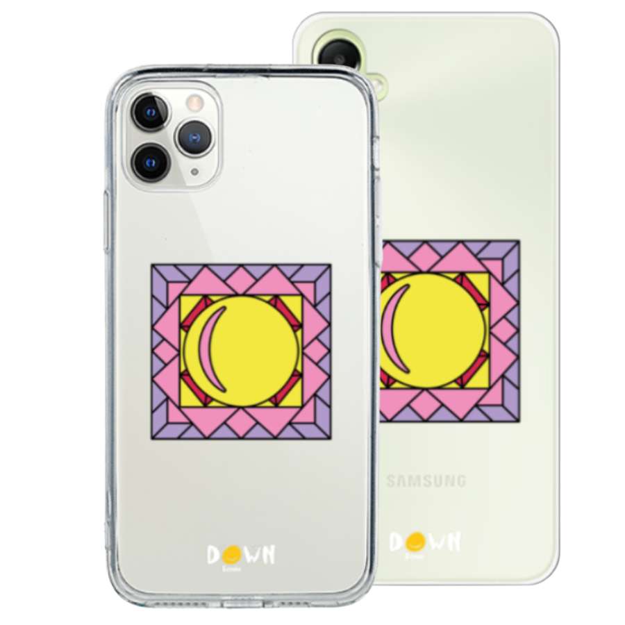 Funda oficial Down España «El Sol que Brilla» sobre fondo blanco — Diseño solidario exclusivo personalizable